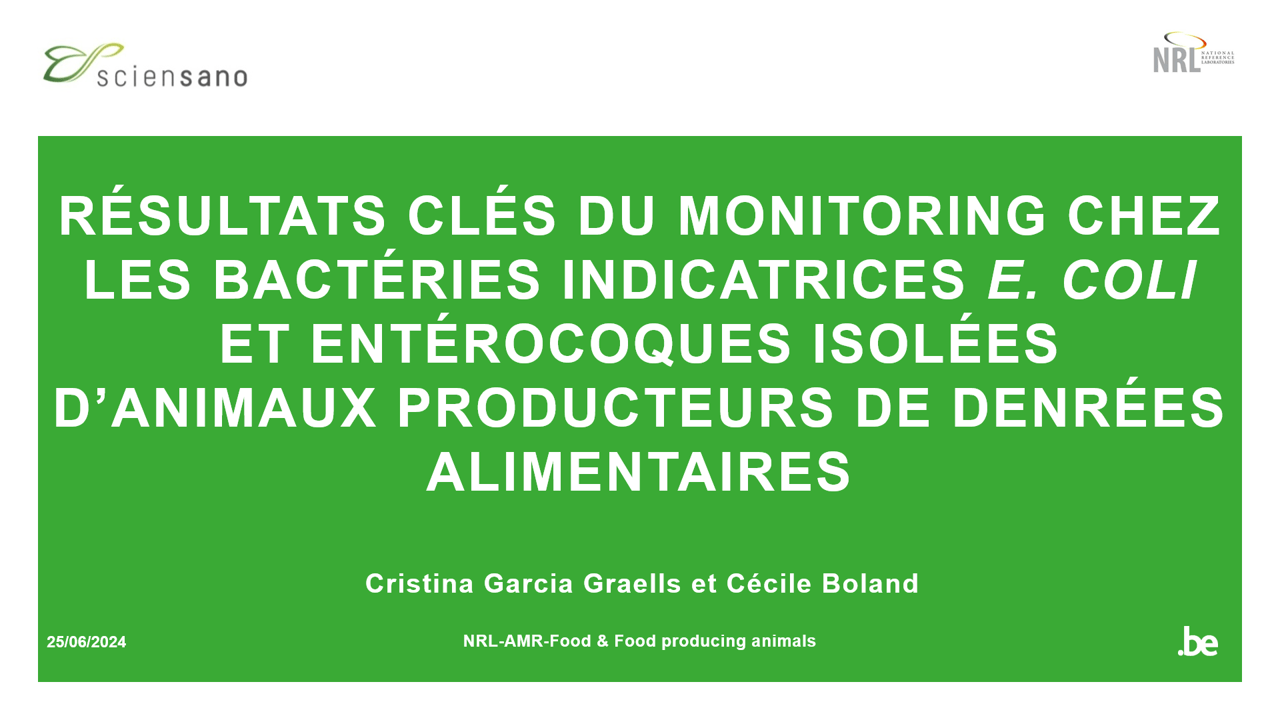 Résultats clés du monitoring chez les bactéries indicatrices <i>E. coli</i> et entérocoques isolées d’animaux producteurs de denrées alimentaires Résultats clés du monitoring chez les bactéries indicatrices <i>E. coli</i> et entérocoques isolées d’animaux producteurs de denrées alimentaires
