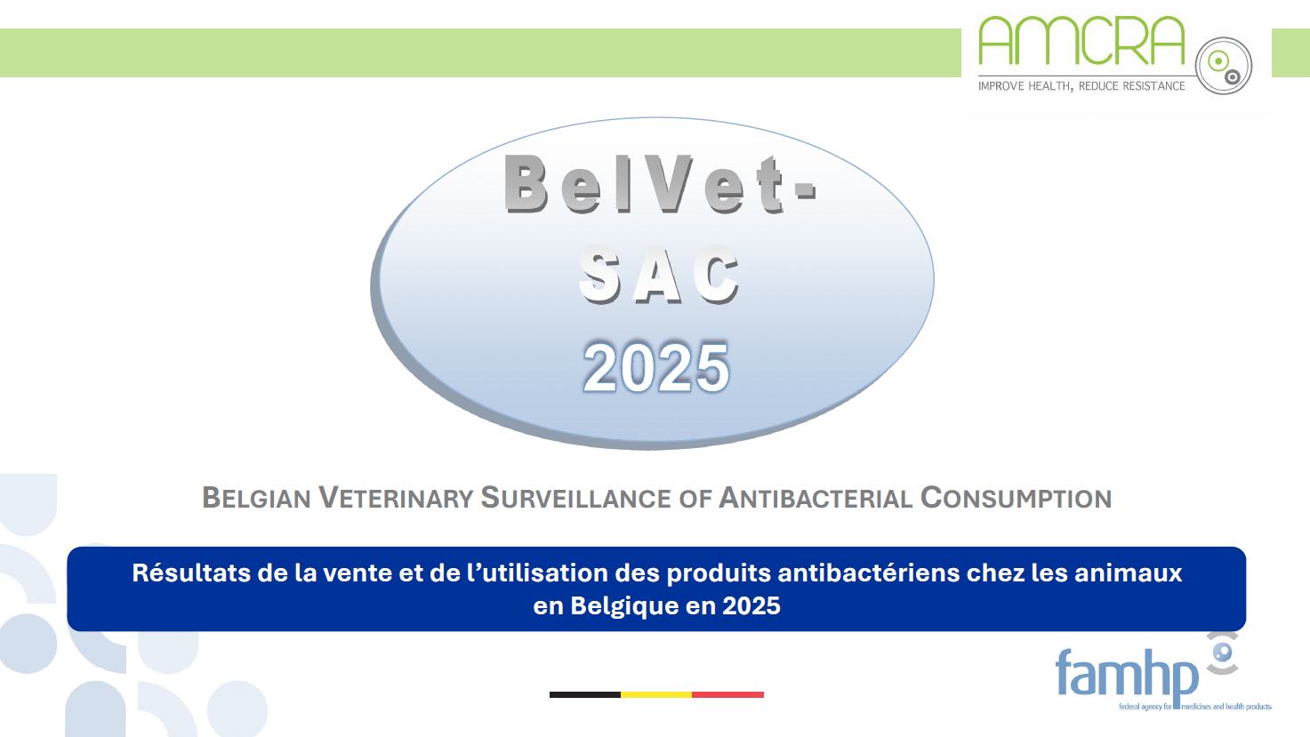 Résultats de la vente et de l’utilisation des produits antibactériens chez les animaux en Belgique en 2025