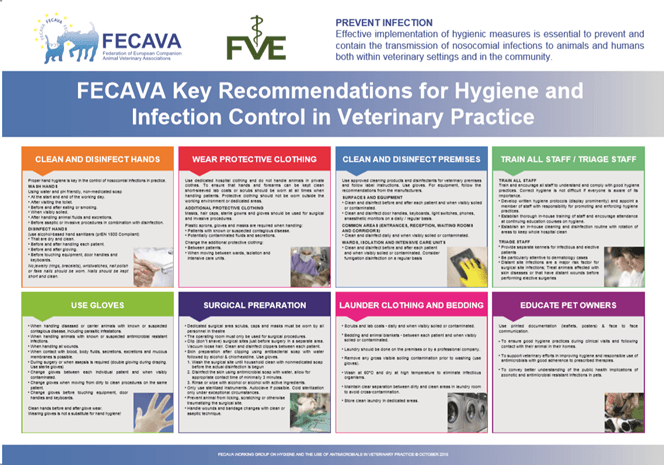Recommandations de la FECAVA concernant l’ « Hygiène et le contrôle des infections dans les cabinets vétérinaires ».